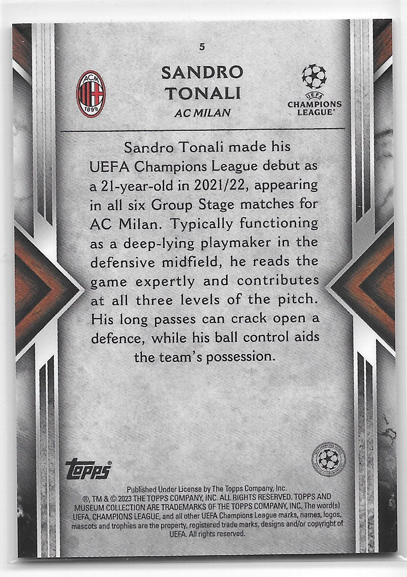 Sandro Tonali (AC Milan) Sapphire /75 Topps Museum UEFA Champions League 2022-23