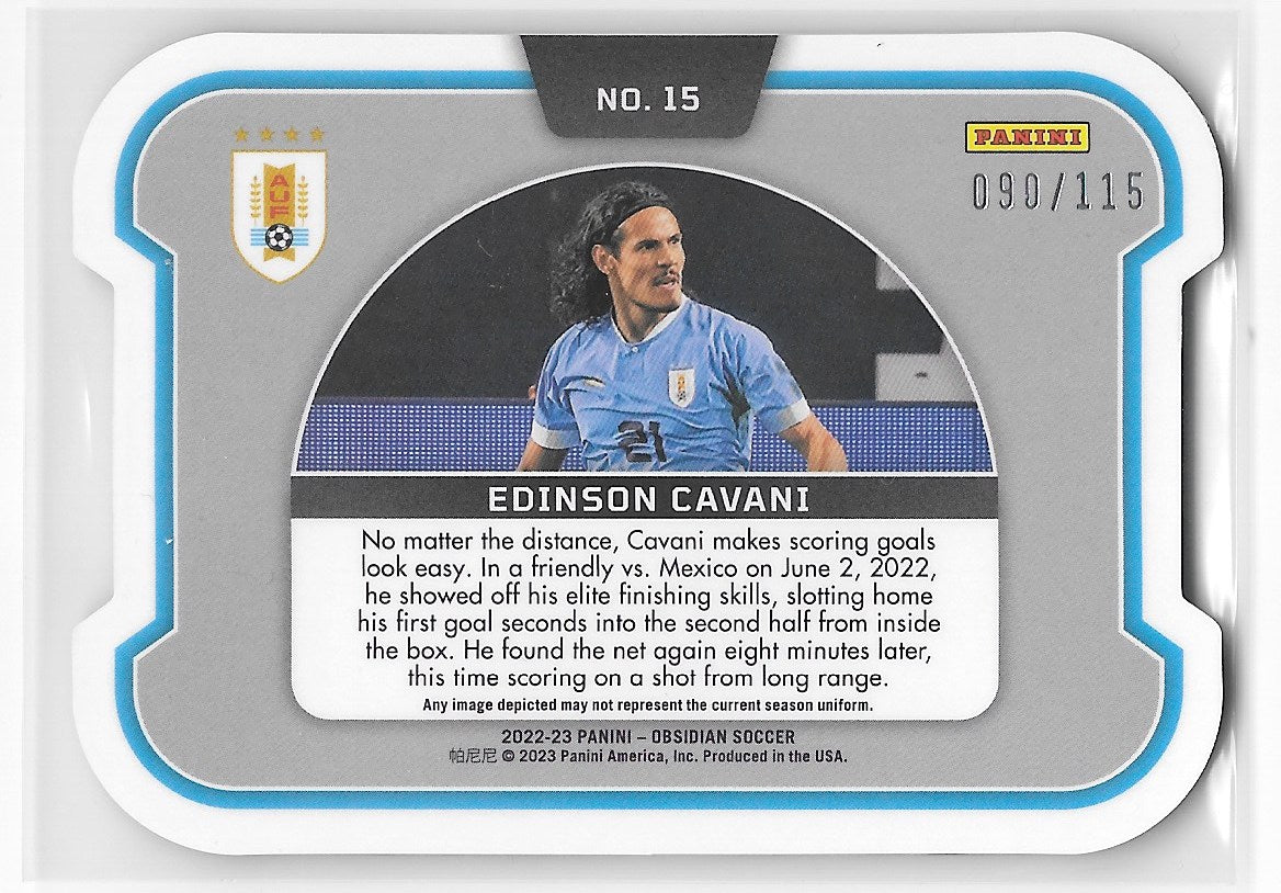Edinson Cavani (Uruguay) Equinox Die-Cut /115 Panini Obsidian Soccer 22-23