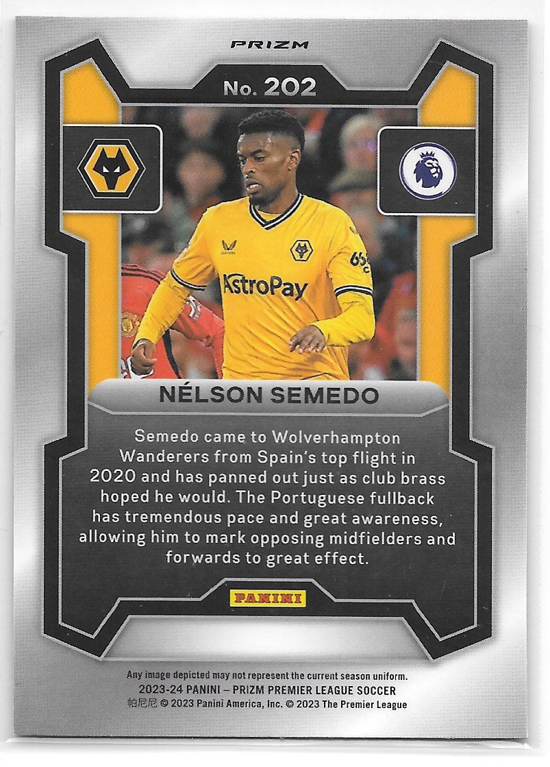 Nelson Semedo (Wolves) Tiger Stripe Choice Panini Prizm Premier League 23-24