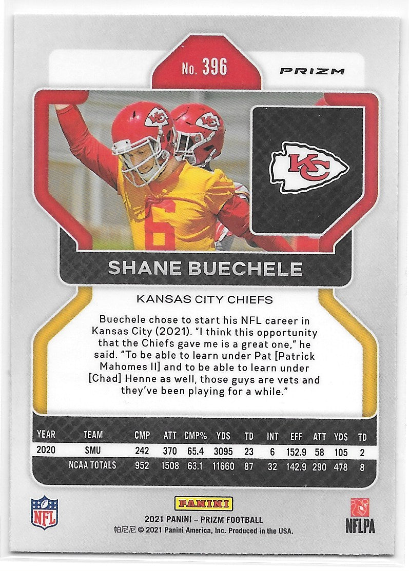 Shane Buechele (Kansas City Chiefs) Black & Red Checker Prizm RC Panini Prizm Football 2021