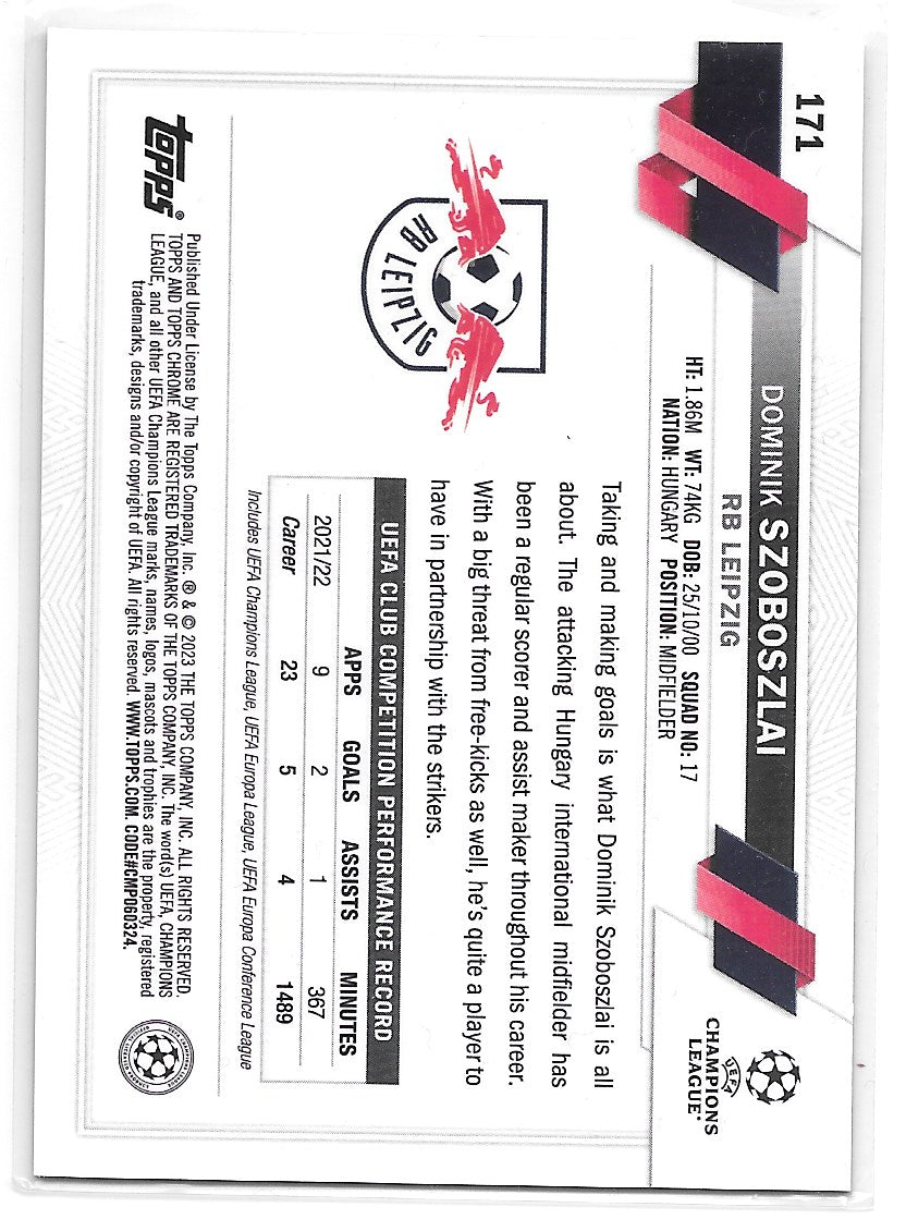 Dominik Szoboszlai (RB Leipzig) Topps Chrome UCC Sapphire 22-23