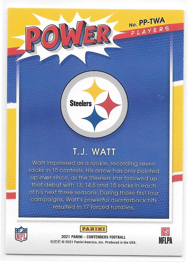 TJ Watt (Pittsburgh Steelers) Power Players Panini Contenders Football 2021