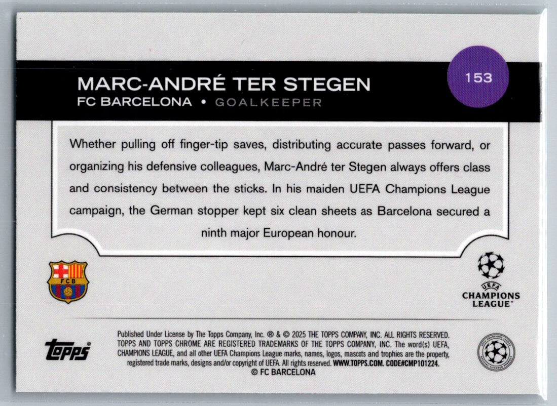 Marc-Andre ter Stegen (FC Barcelona) Green Prism Refractor /99 Topps Chrome UCC 24-25