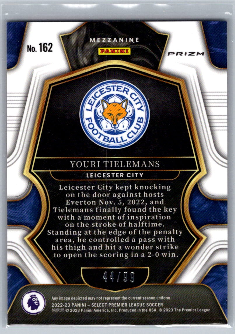 Youri Tielemans (Leicester City) Mezzanine Pink /99 Panini Select Premier League 22-23