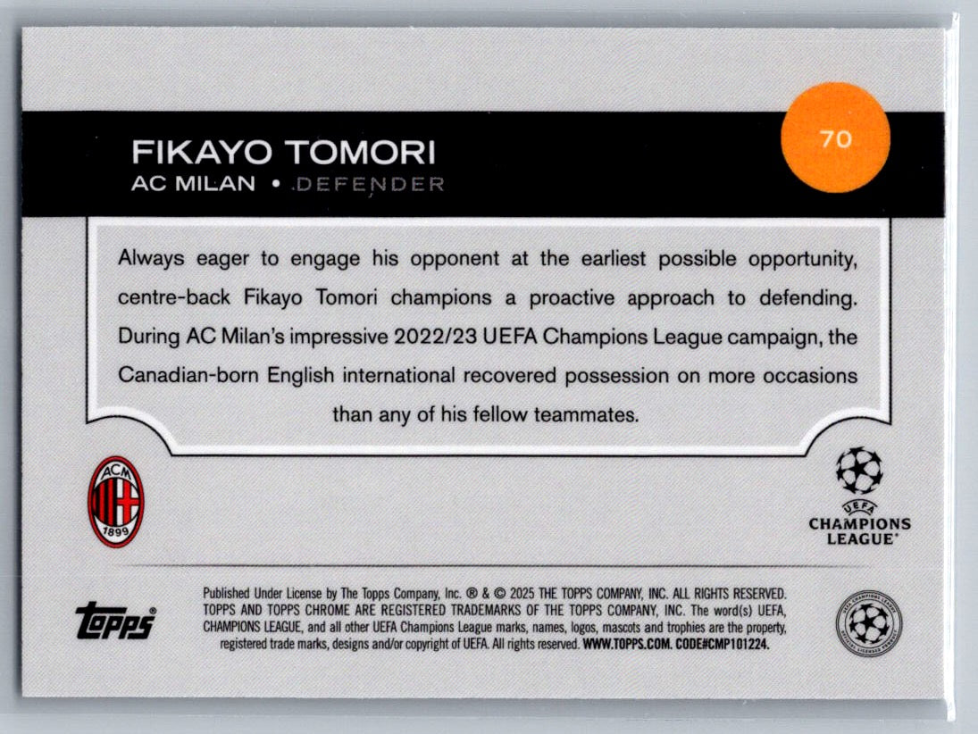 Fikayo Tomori (AC Milan) Wave Refractor Topps Chrome UCC 24-25