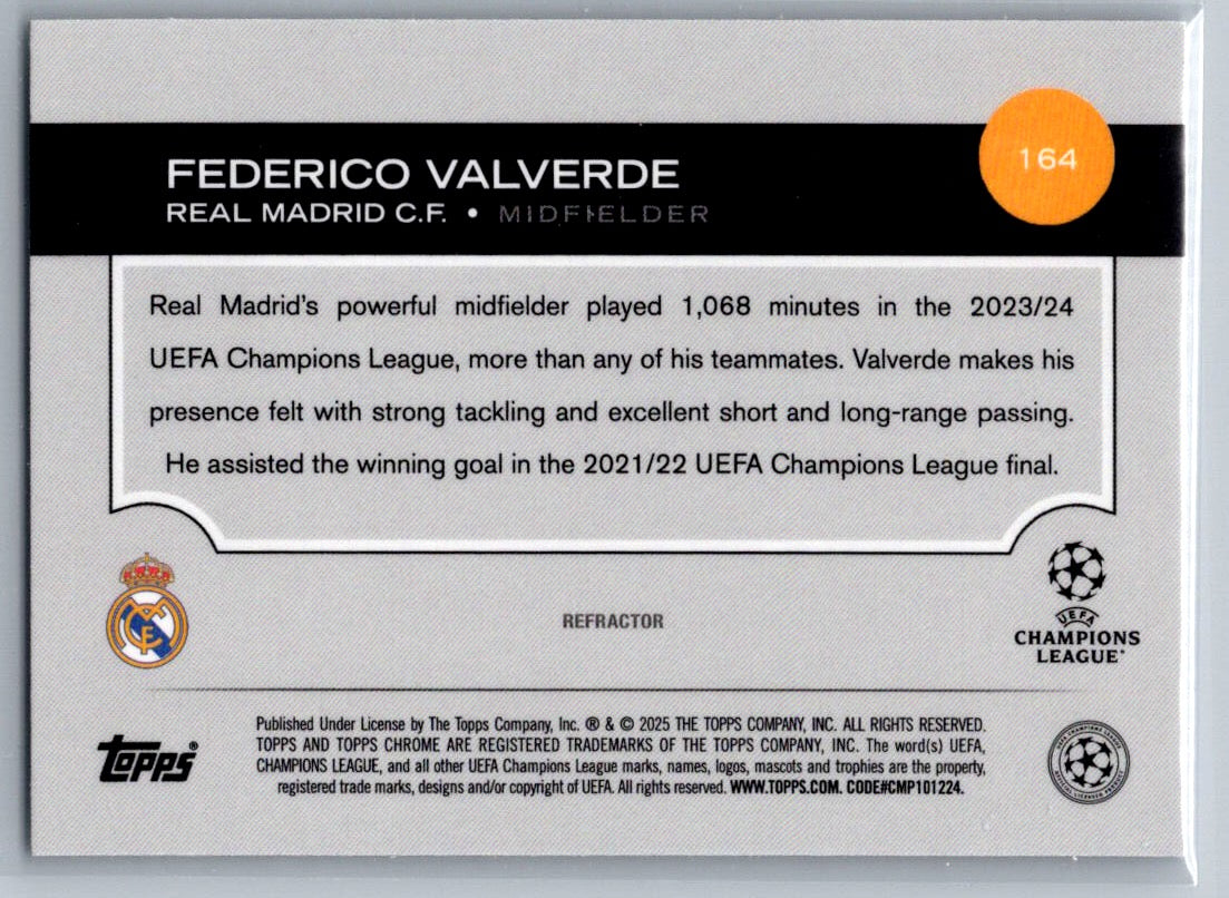 Federico Valverde (Real Madrid) Refractor Topps Chrome UCC 24-25