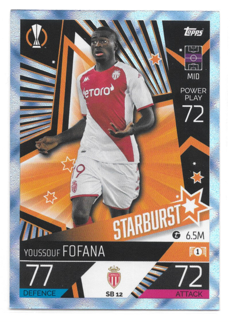 Youssouf Fofana (AS Monaco FC) Crystal Blue Starburst Match Attax 2023