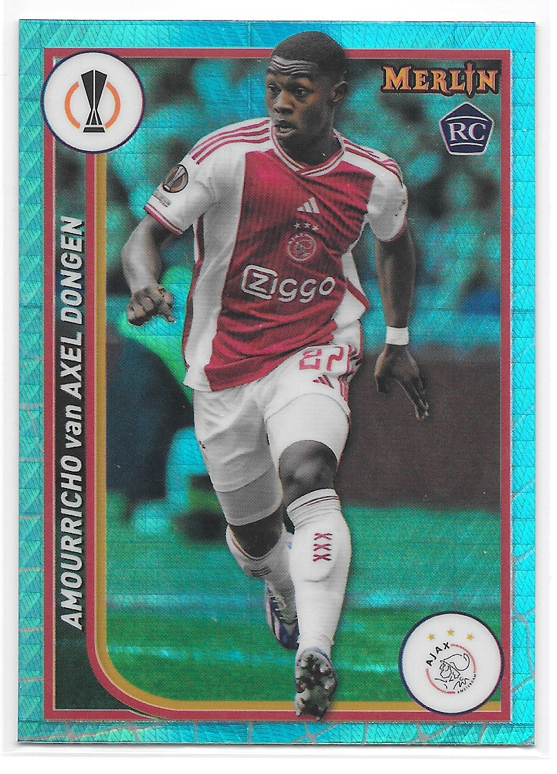 Amourricho van Axel Dongen (Ajax) Aqua Prism Refractor RC Topps Merlin UCC 23-24