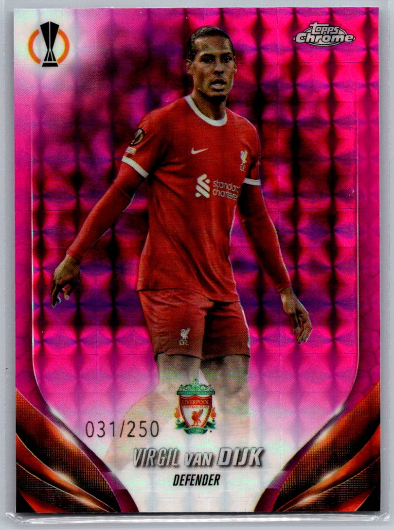 Virgil van Dijk (Liverpool FC) Pink Geometric Refractor /250 Topps Chrome UCC 23-24