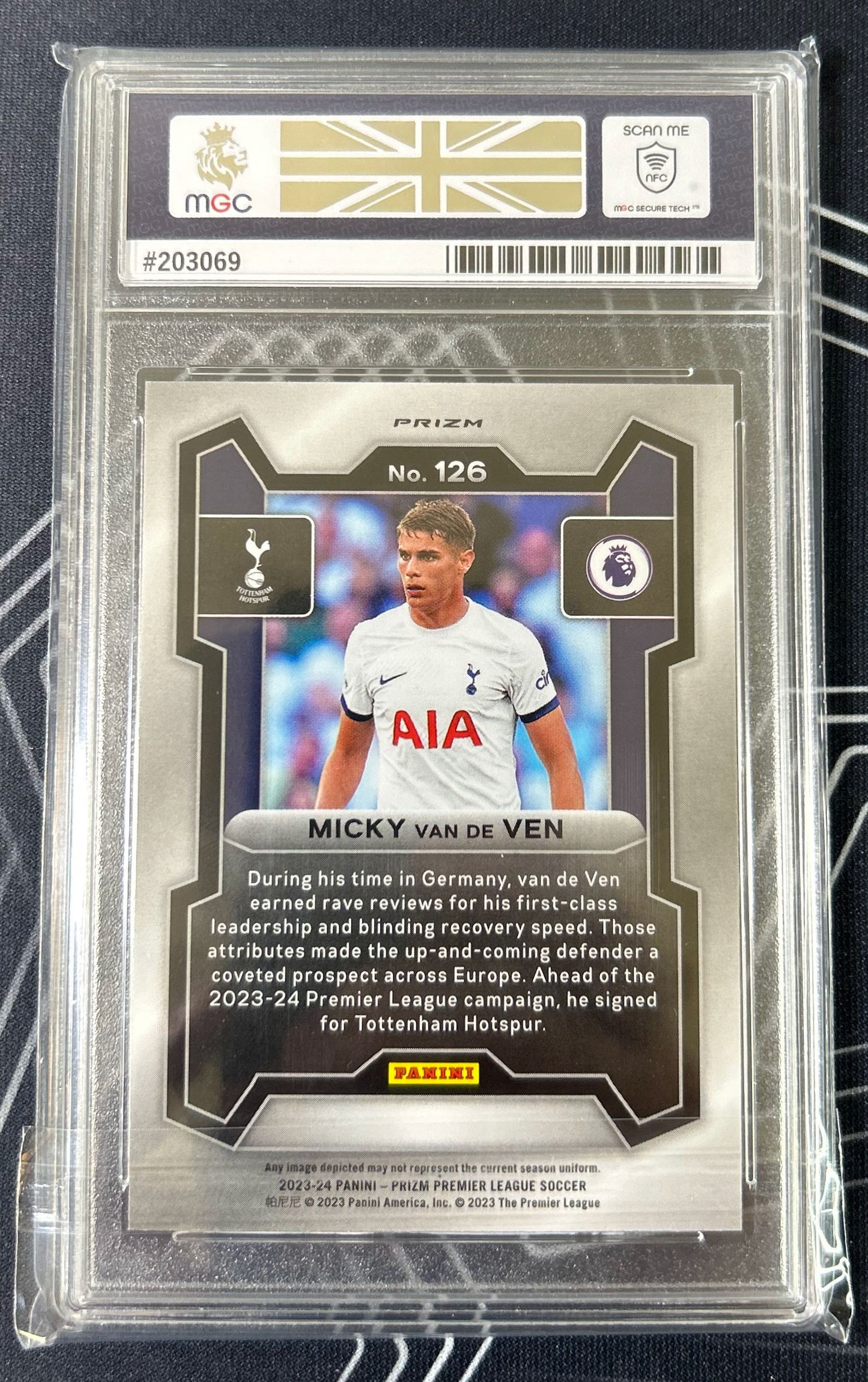 Micky van de Ven (Tottenham Hotspur) Red White & Blue Choice RC Panini Prizm Premier League 23-24 MGC 9
