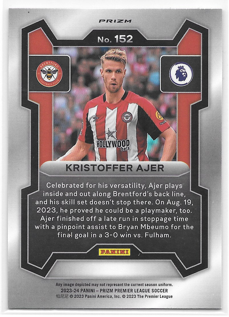 Kristoffer Ajer (Brentford) Pink Mosaic Panini Prizm Premier League 23-24