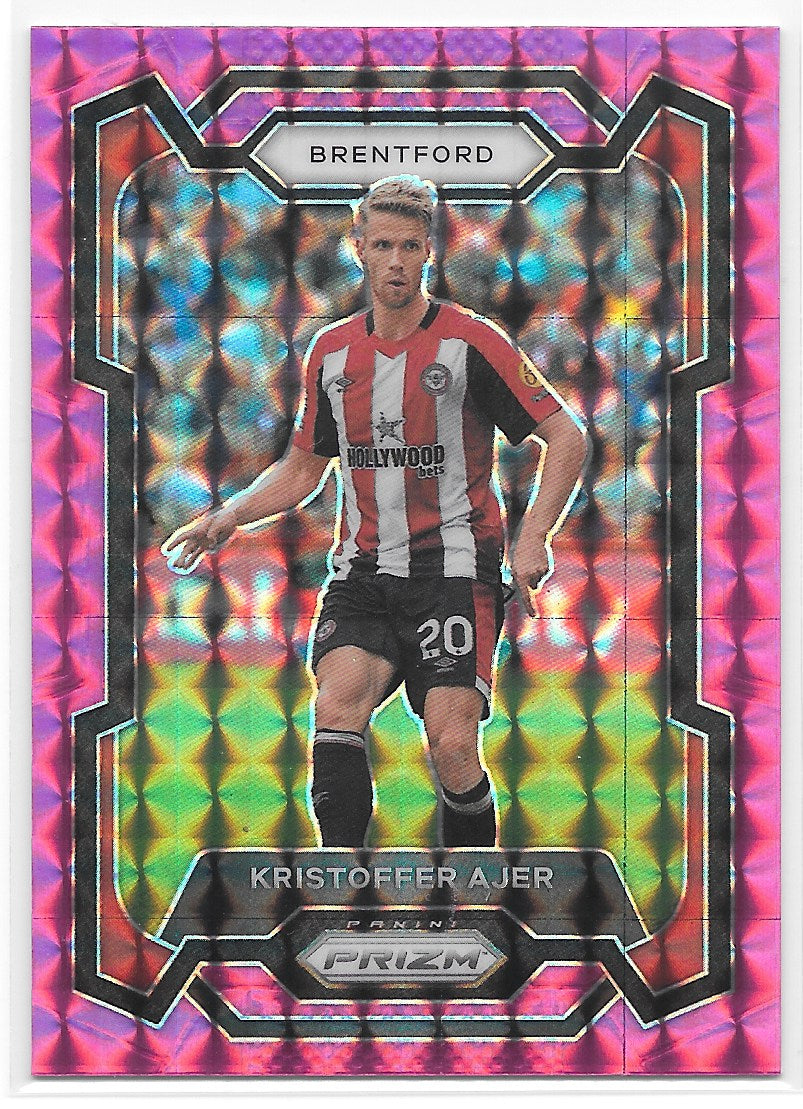 Kristoffer Ajer (Brentford) Pink Mosaic Panini Prizm Premier League 23-24