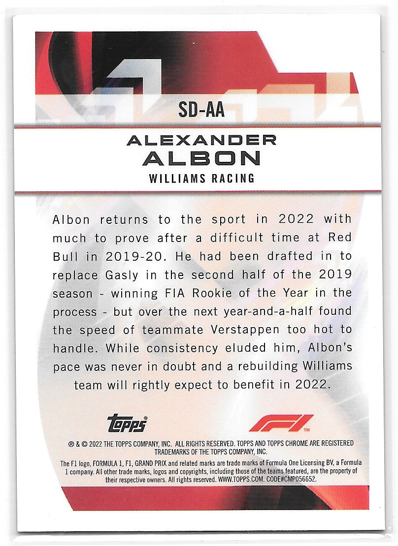 Alexander Albon (Williams Racing) Speed Demons Refractor Topps Chrome Formula 1 2022