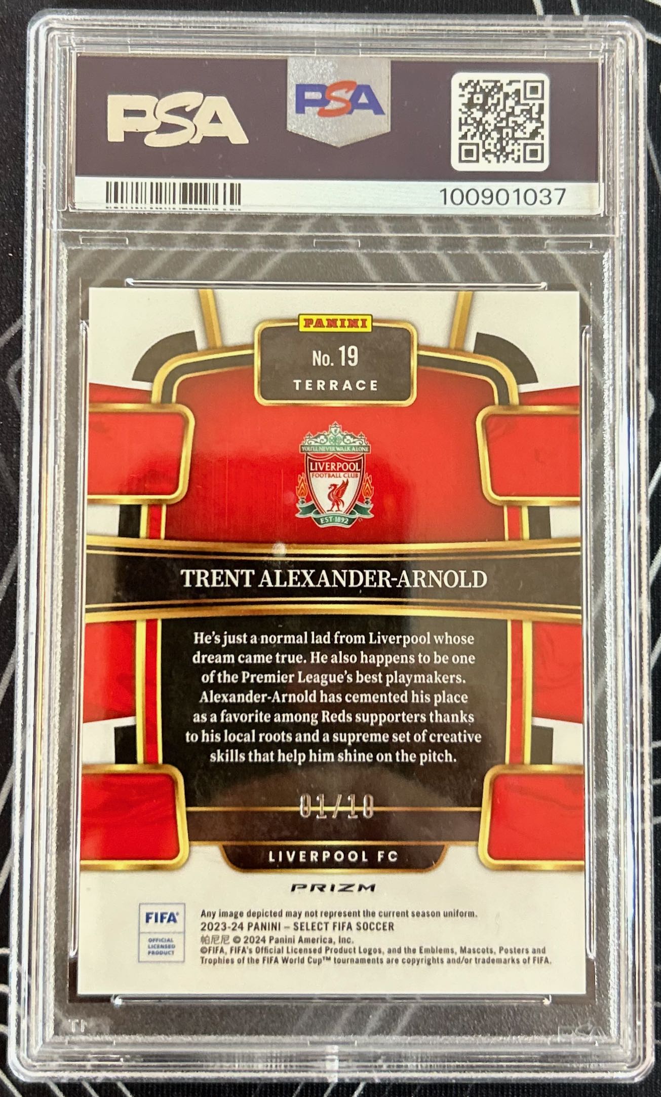 Trent Alexander-Arnold (Liverpool FC) Terrace Gold Wave /10 Panini Select FIFA 23-24 PSA 9 Pop 1