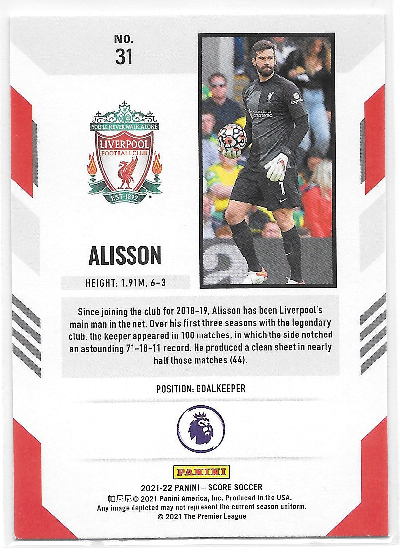 Alisson (Liverpool FC) Red Laser Panini Score Premier League 21-22