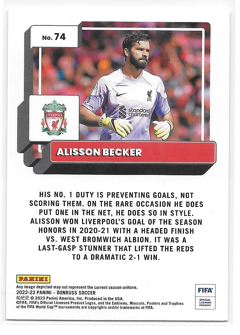 Alisson Becker (Liverpool FC) Silver Panini Donruss FIFA 22-23