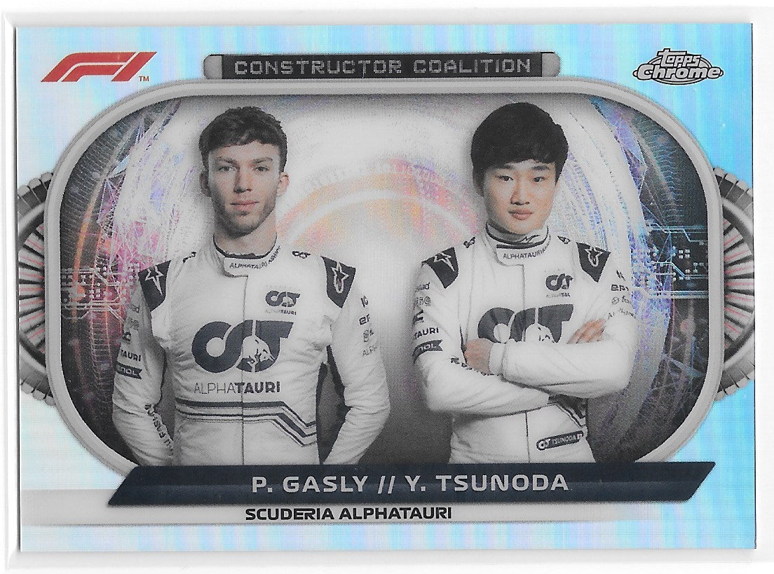 Scuderia AlphaTauri (Gasly & Tsunoda) Constructor Coalition Refractor Topps Chrome Formula 1 2022