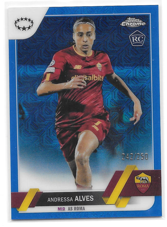 Andressa Alves (AS Roma) Blue Mojo Refractor /250 RC Topps Chrome UEFA Women’s Champions League 22-23