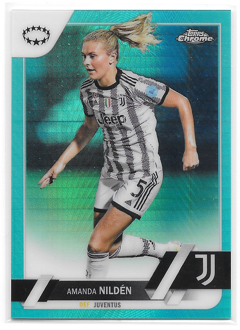 Amanda Nilden (Juventus) Aqua Prism Refractor Topps Chrome UEFA Women’s Champions League 22-23