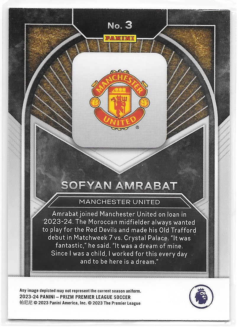 Sofyan Amrabat (Manchester United) Brilliance Panini Prizm Premier League 23-24