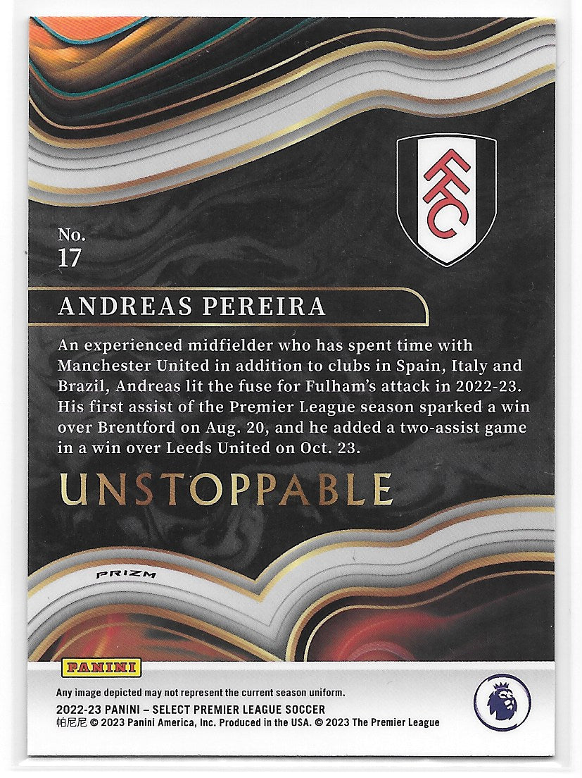 Andreas Pereira (Fulham FC) Unstoppable Panini Select Premier League 22-23