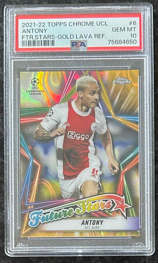 Antony (AFC Ajax) Future Stars Gold Lava Refractor Topps Chrome UCL 21-22 PSA 10