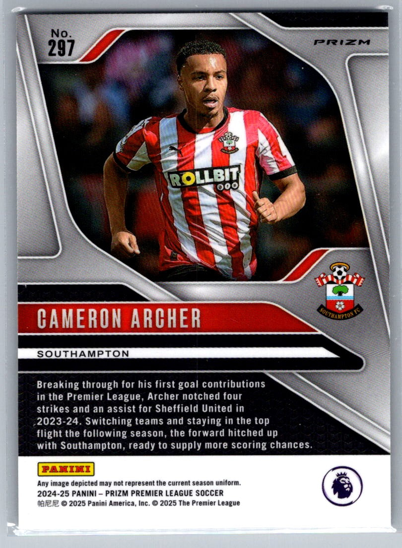 Cameron Archer (Southampton) Lazer Panini Prizm Premier League 24-25