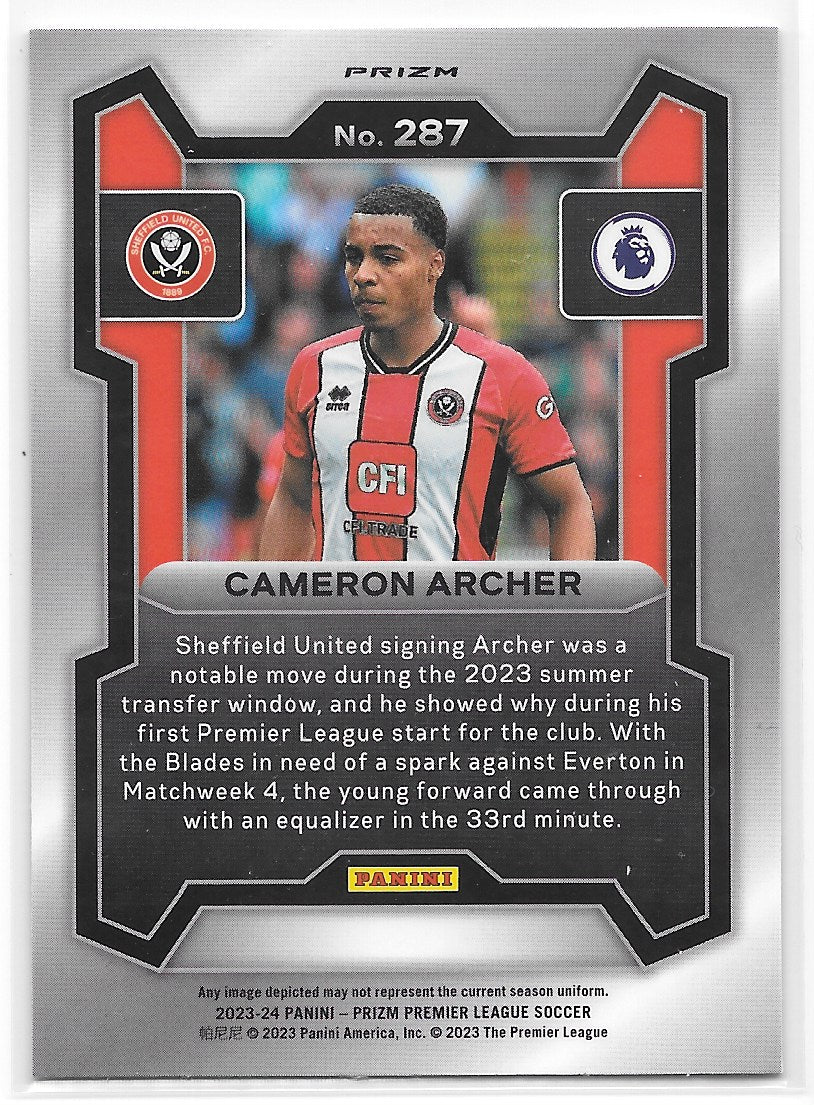 Cameron Archer (Sheffield United) Silver Panini Prizm Premier League 23-24