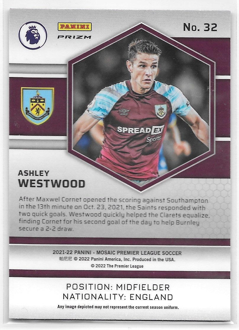 Ashley Westwood (Burnley FC) Mosaic Red Panini Mosaic Premier League 21-22