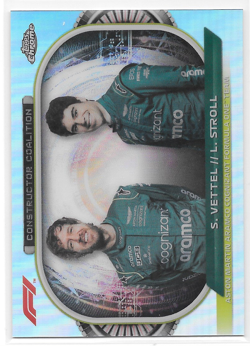 Aston Martin (Vettel & Stroll) Constructor Coalition Refractor Topps Chrome Formula 1 2022