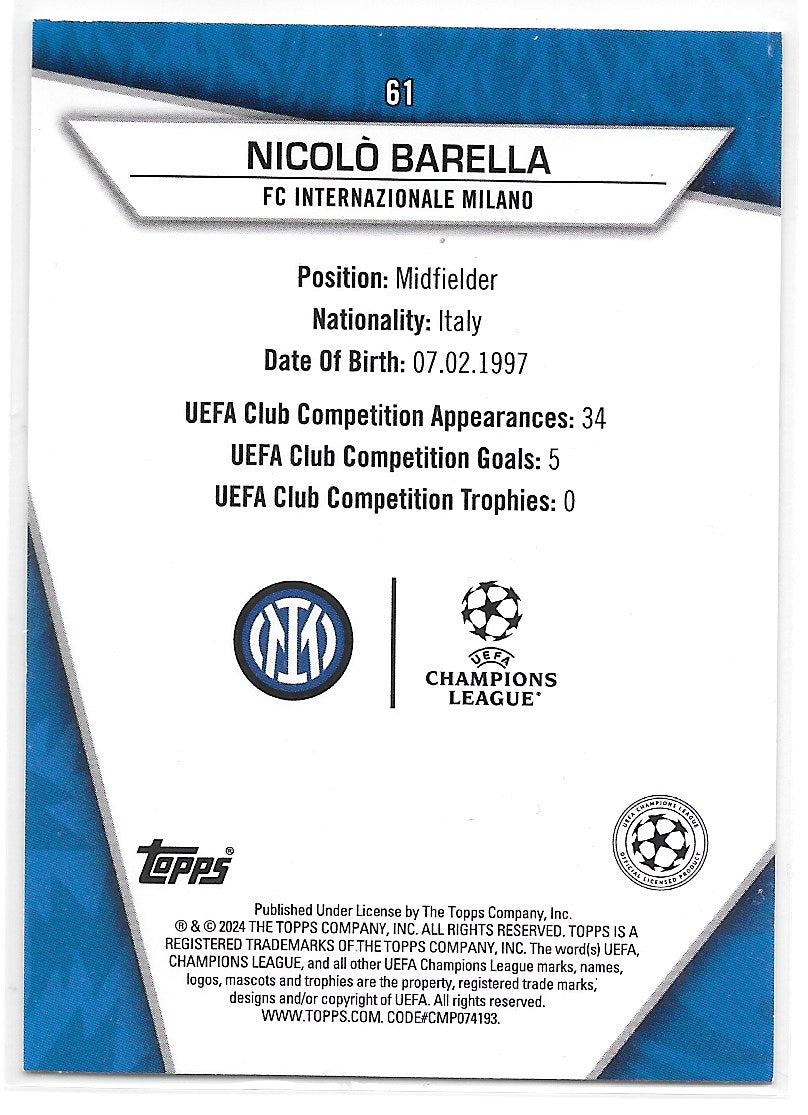 Nicolo Barella (FC Internazionale Milano) Green Uncommon Topps UCC SuperStars 23-24