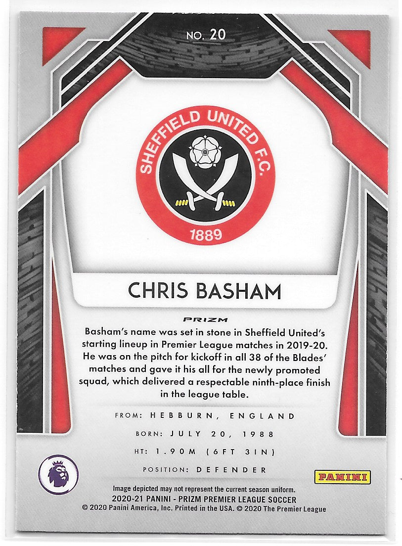 Chris Basham (Sheffield United) Blue Pulsar Panini Prizm Premier League 20-21