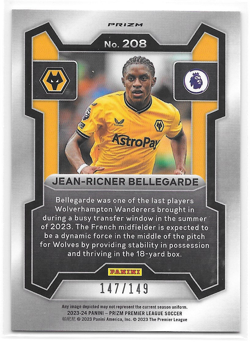 Jean-Ricner Bellegarde (Wolverhampton Wanderers) Pink Breakaway /149 Panini Prizm Premier League 23-24