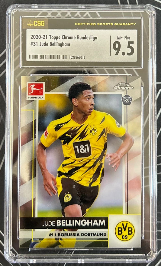 Jude Bellingham (Borussia Dortmund) Rookie Card RC Topps Chrome Bundesliga 20-21 CSG 9.5