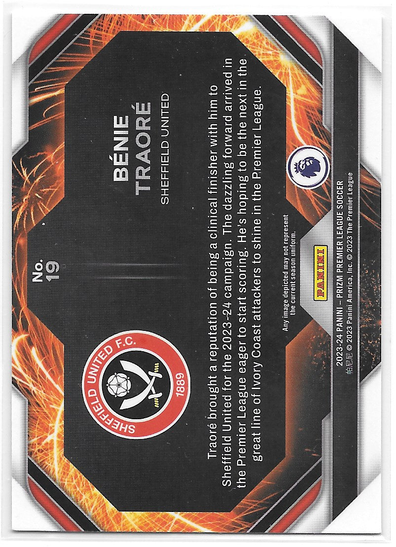 Benie Traore (Sheffield United) Fireworks RC Panini Prizm Premier League 23-24