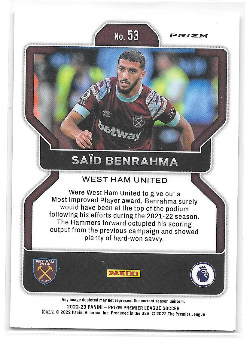 Said Benrahma (West Ham United) Blue/Yellow/Green Choice Panini Prizm Premier League 22-23