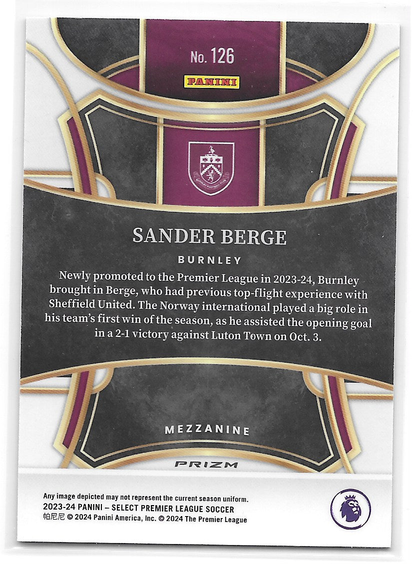 Sander Berge (Burnley) Mezzanine MultiColor Panini Select Premier League 23-24