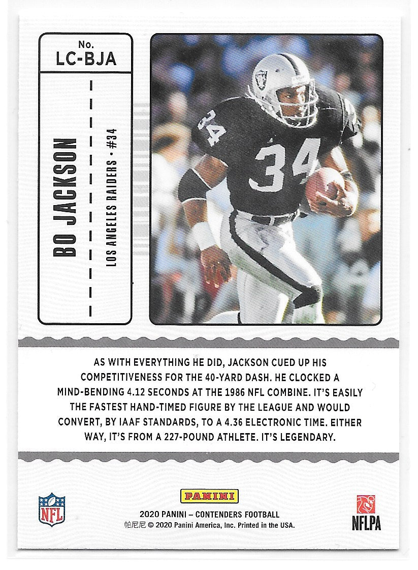 Bo Jackson (Los Angeles Raiders) Legendary Contenders Panini Contenders Football 2020