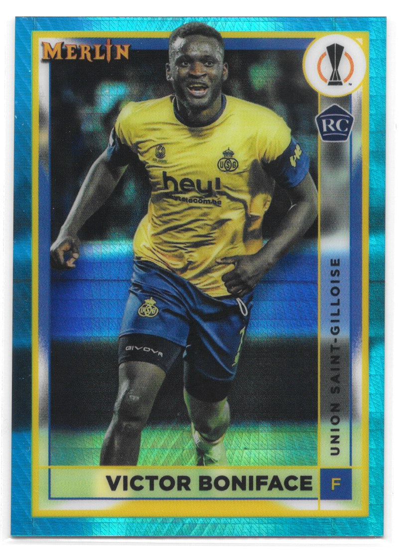 Victor Boniface (Union Saint-Gilloise) Aqua Prism Refractor Topps Merlin 22-23