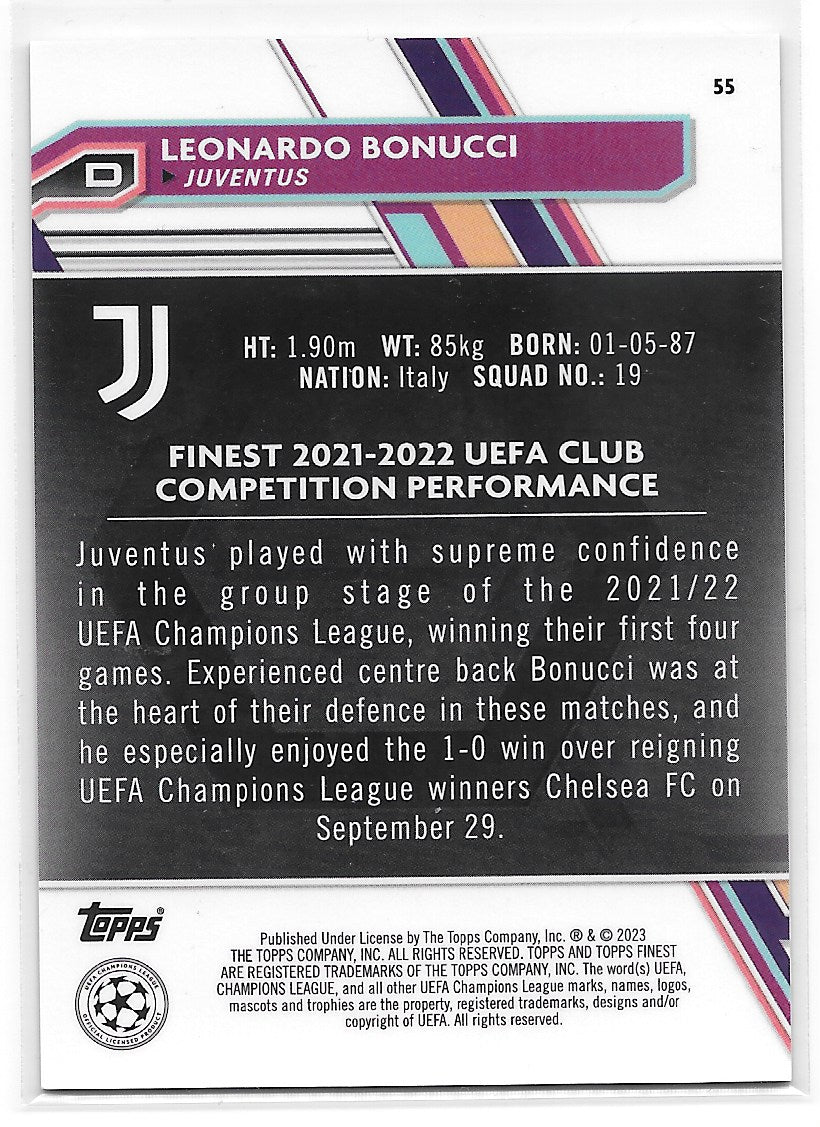 Leonardo Bonucci (Juventus) Green Refractor /99 Topps Finest UCC 22-23