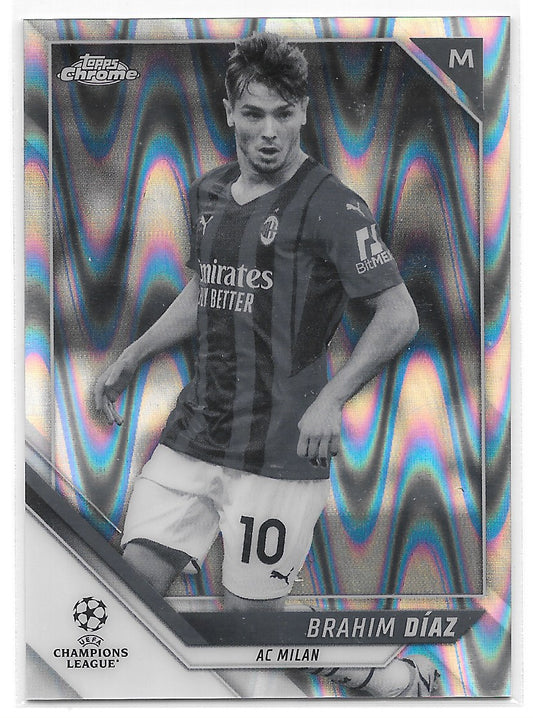 Brahim Diaz (AC Milan) Black & White Ray Wave Topps Chrome UCL 21-22