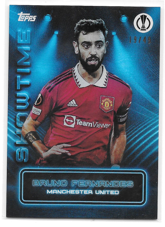 Bruno Fernandes (Manchester United) Blue /49 Topps UEFA Club Competitions Showtime 22-23