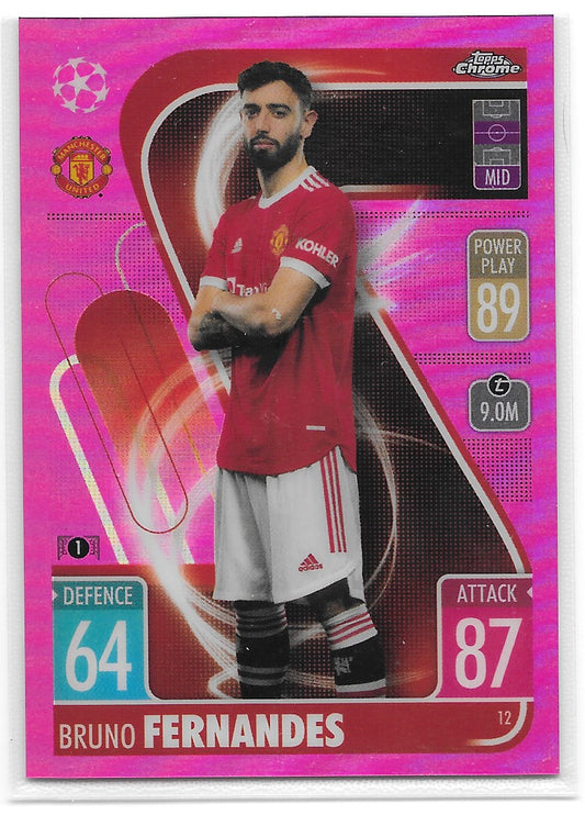 Bruno Fernandes (Manchester United) Pink Refractor /199 Topps Chrome Match Attax UEFA 21-22