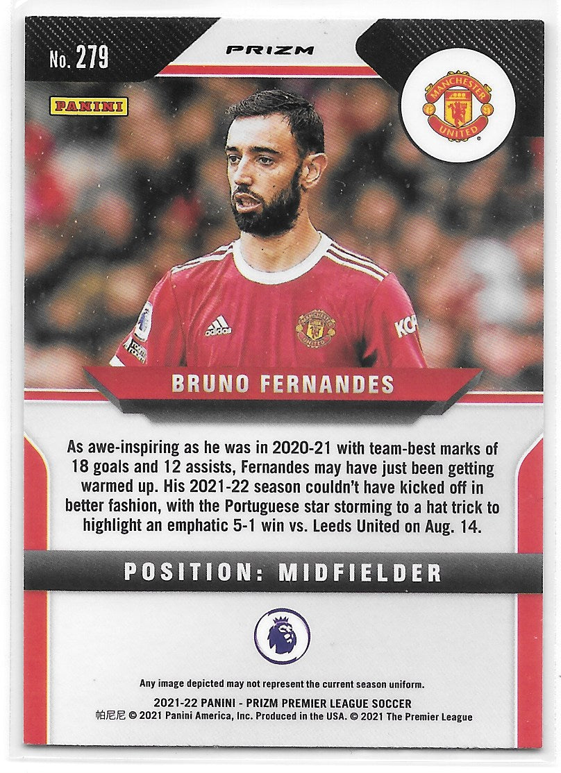 Bruno Fernandes (Manchester United) Red White Blue Panini Prizm Premier League 21-22