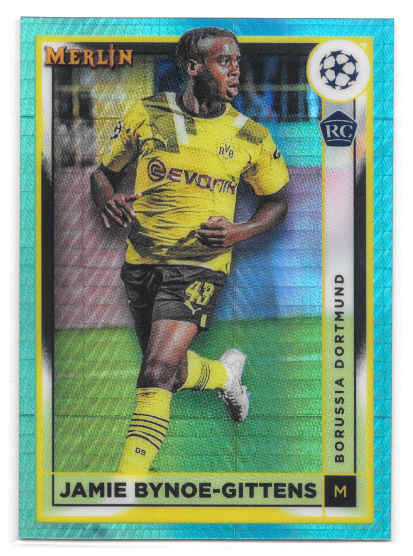 Jamie Bynoe-Gittens (Borussia Dortmund) Aqua Prism Refractor RC Topps Merlin Chrome UCC 22-23