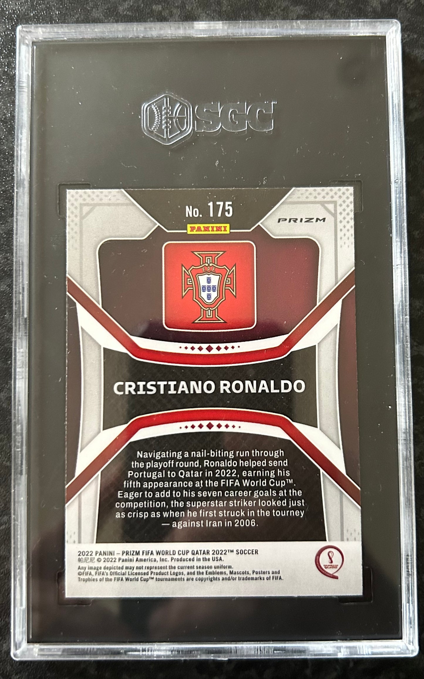 Cristiano Ronaldo (Portugal) Green Wave Panini Prizm World Cup 2022 SGC 10