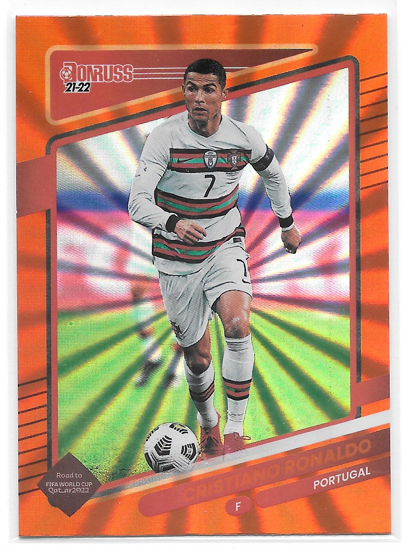 Cristiano Ronaldo (Portugal) Holo Orange Laser Panini Donruss Road to Qatar 21-22
