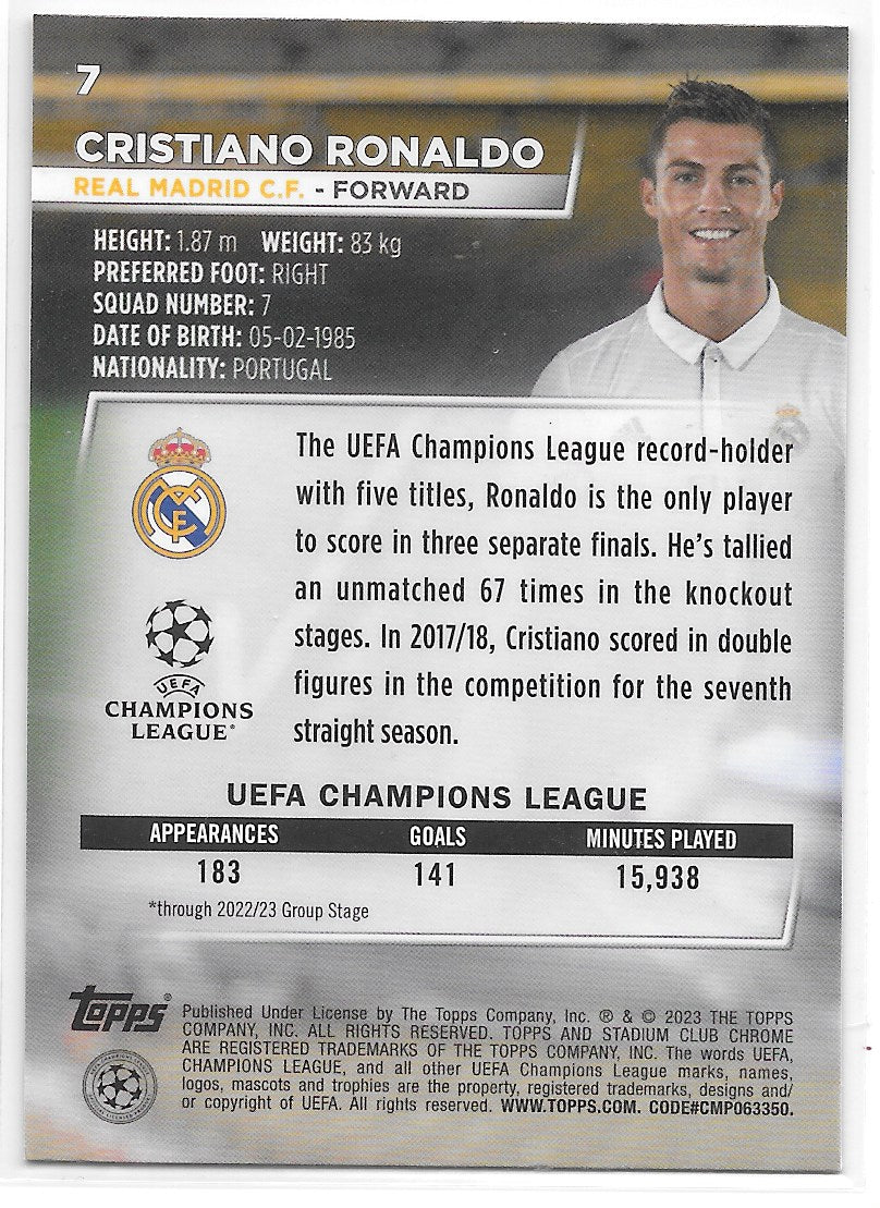 Cristiano Ronaldo (Real Madrid CF) Base Topps Stadium Club Chrome 22-23