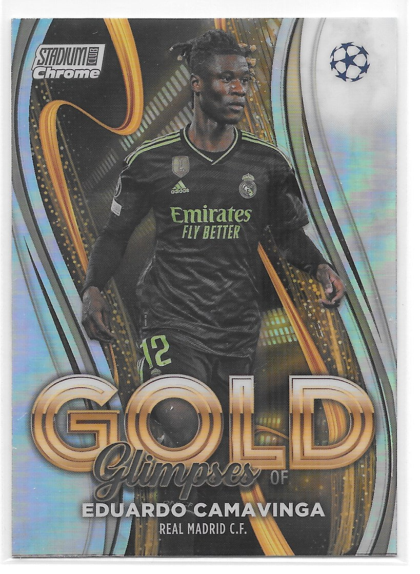 Eduardo Camavinga (Real Madrid) Glimpses of Gold Topps Stadium Club Chrome 22-23