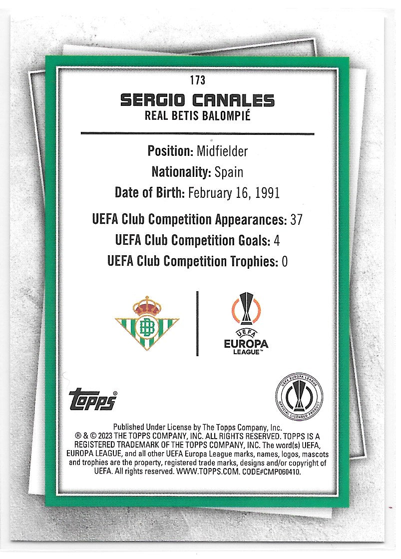 Sergio Canales (Real Betis) Molten Rare Topps SuperStars 22-23